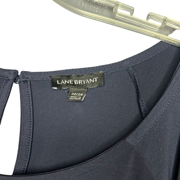 Lane Bryant shirt faux wrap with tie navy blue stretch size 22 24 - Picture 6 of 10